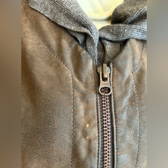 Hei Hei Anthropologie Small Layered Causeway Brown Vegan Leather Rayon Jacket - Picture 2 of 8